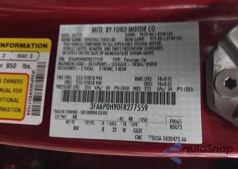 2015 Ford Fusion Se from USA, damaged, VIN 3FA6P0H90FR277559